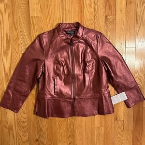 Chadwicks of Boston Pink Fuchsia Leather Moto Biker Jacket Plus 16W Women’s